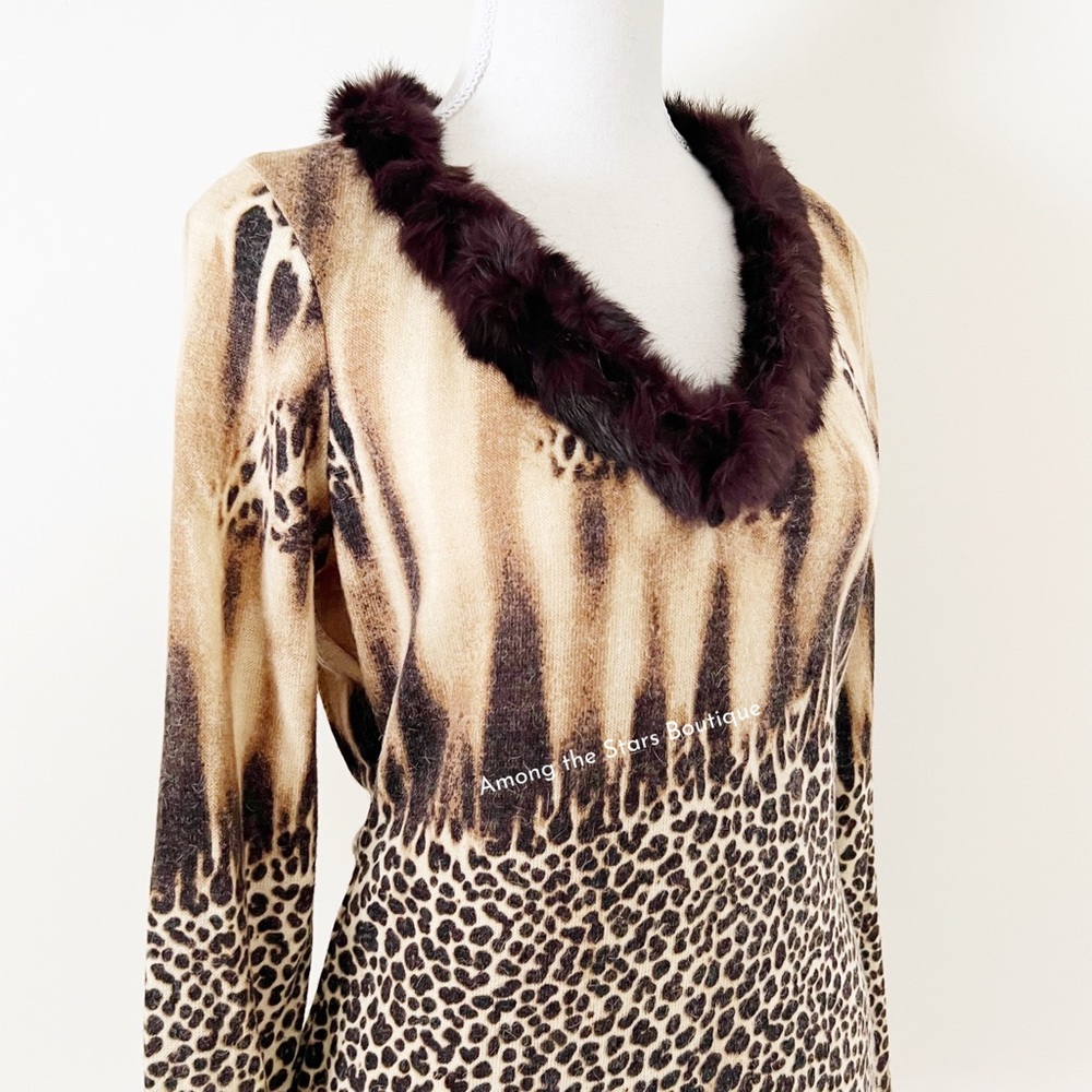 Super Rare Y2K Vintage Animal Print + Faux Fur Top ASO Janice in Friends - Picture 10 of 12